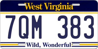 WV license plate 7QM383