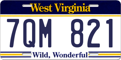 WV license plate 7QM821