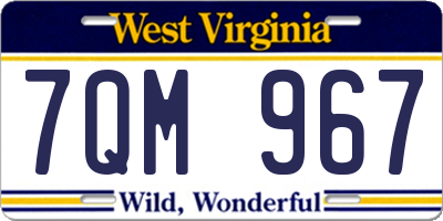 WV license plate 7QM967