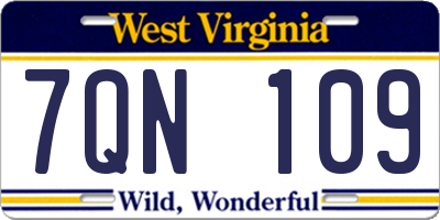 WV license plate 7QN109