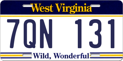 WV license plate 7QN131