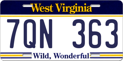 WV license plate 7QN363