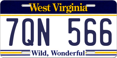 WV license plate 7QN566