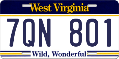 WV license plate 7QN801