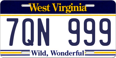 WV license plate 7QN999