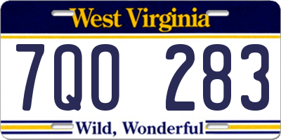 WV license plate 7QO283