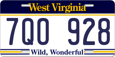 WV license plate 7QO928
