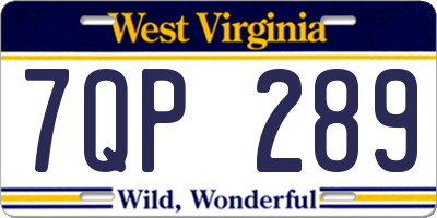 WV license plate 7QP289