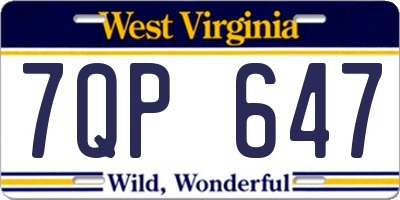 WV license plate 7QP647