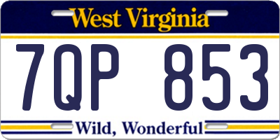 WV license plate 7QP853