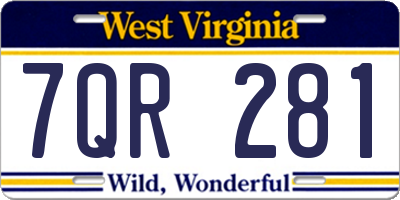WV license plate 7QR281