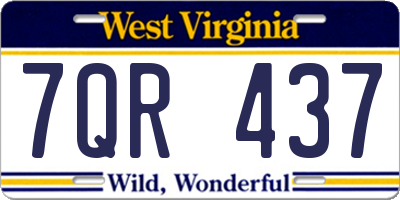 WV license plate 7QR437