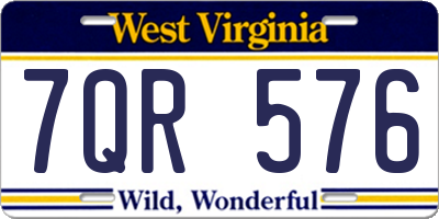 WV license plate 7QR576