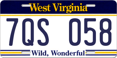 WV license plate 7QS058