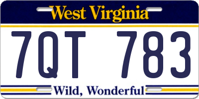 WV license plate 7QT783