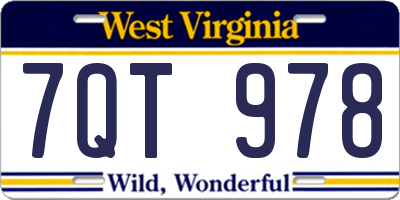 WV license plate 7QT978