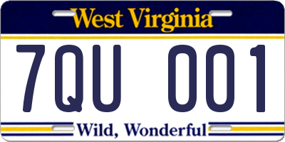 WV license plate 7QU001