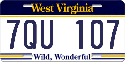 WV license plate 7QU107