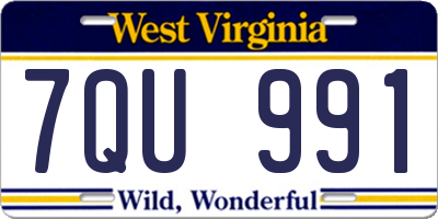 WV license plate 7QU991