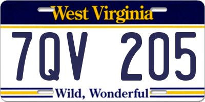 WV license plate 7QV205