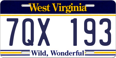 WV license plate 7QX193