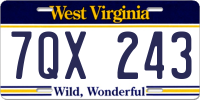 WV license plate 7QX243