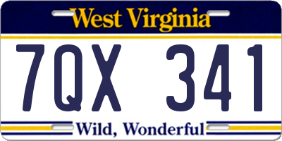 WV license plate 7QX341