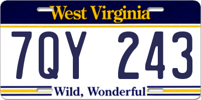 WV license plate 7QY243