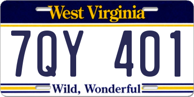 WV license plate 7QY401