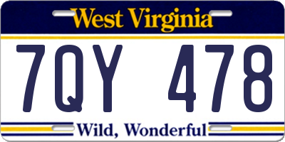 WV license plate 7QY478