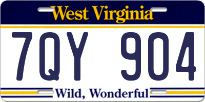 WV license plate 7QY904