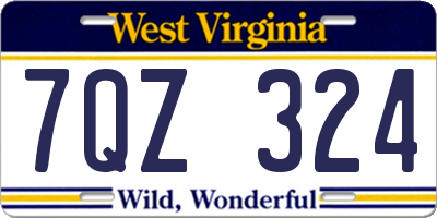 WV license plate 7QZ324