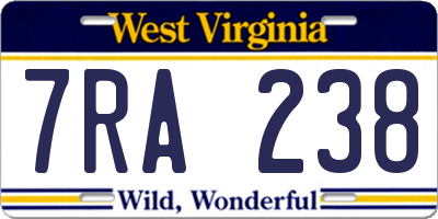 WV license plate 7RA238