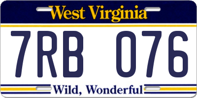 WV license plate 7RB076