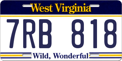 WV license plate 7RB818