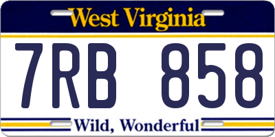 WV license plate 7RB858