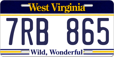 WV license plate 7RB865