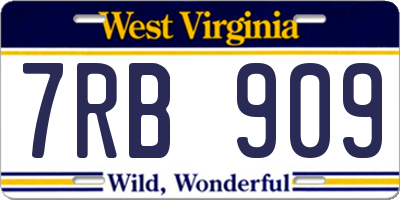 WV license plate 7RB909