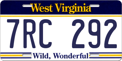 WV license plate 7RC292