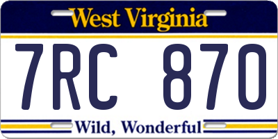 WV license plate 7RC870