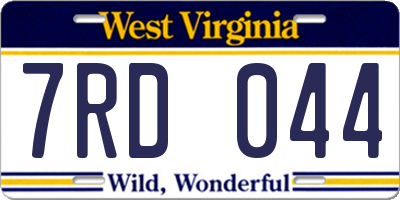 WV license plate 7RD044