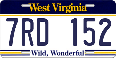WV license plate 7RD152