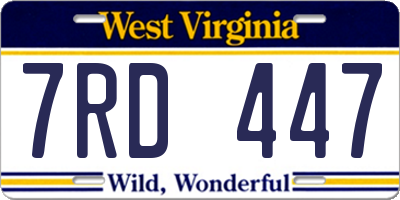 WV license plate 7RD447