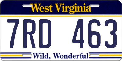 WV license plate 7RD463