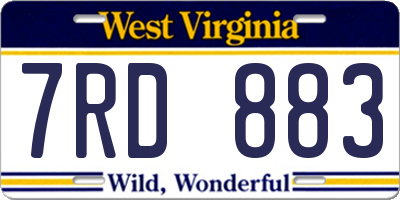 WV license plate 7RD883