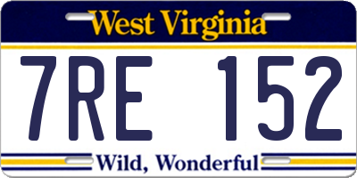 WV license plate 7RE152