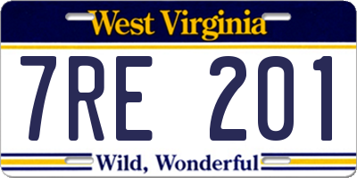WV license plate 7RE201