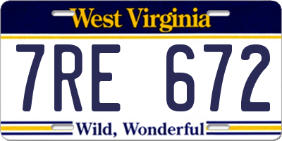 WV license plate 7RE672