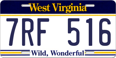 WV license plate 7RF516