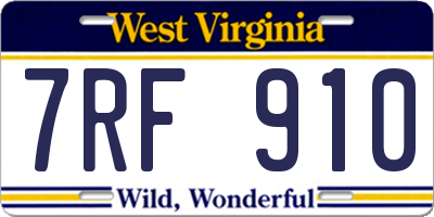 WV license plate 7RF910